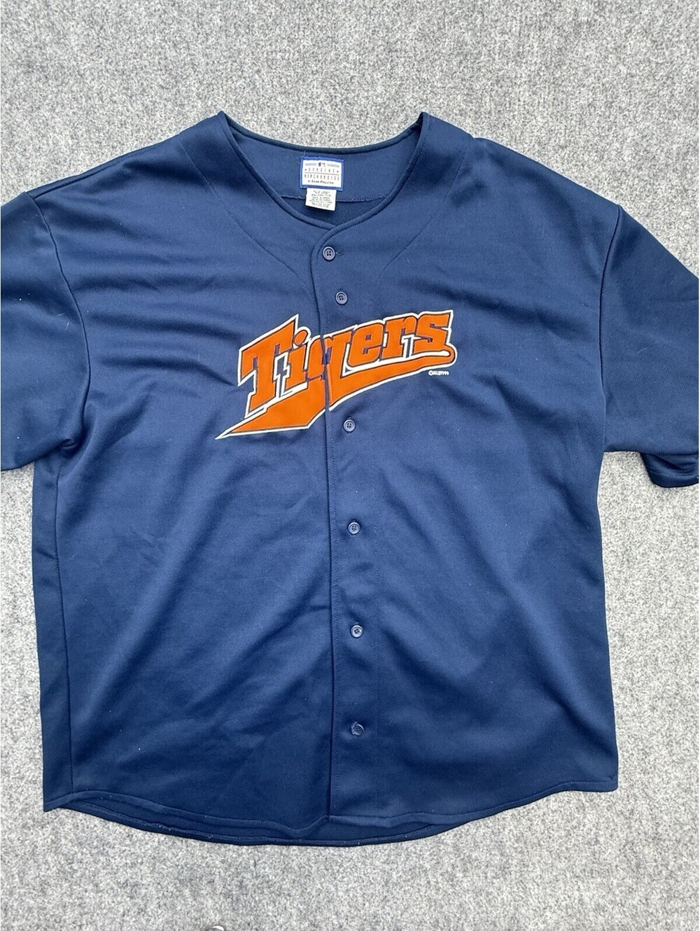 Vintage Detroit Tigers Jersey 2XL Logo Athletic MLB Sewn Script Blue 90s Y2K